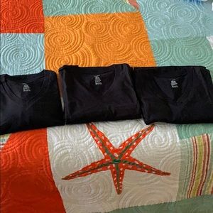 3 Plain Black V neck Shirts